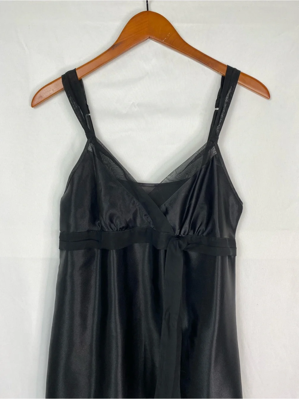 Vintage Morgan Taylor Intimates Slip Dress Size Medium Black Satin
